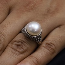 Pearl Gemstone 925 Sterling Silver Ring Handmade Jewelry Gift For Her - £6.28 GBP