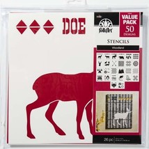 Plaid Folkart Die Cut Paper, Woodland Stencil Value Pack, 12 X 12 Inches - £31.40 GBP