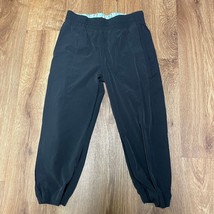 Ivivva Girls Black Cropped Stretch Nylon Jogger Pants Size 12 Pockets Si... - $31.68