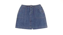 EDDIE BAUER Womens Denim Jean Skirt Size 8 Petite 8P Oversized Cargo Zip... - £12.75 GBP