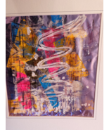 Unusual One of a Kind Mixed Media Art on Foil, Paper; w Neon colors Matt... - £74.44 GBP