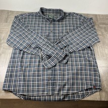 Vintage Woolrich Shirt Mens XL Blue Long Sleeve Button Up Plaid - $15.68