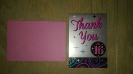 40 Sweet 16 Sixteen Thank You Cards Pink Silver Crown Princess Birthday Party... - £15.73 GBP