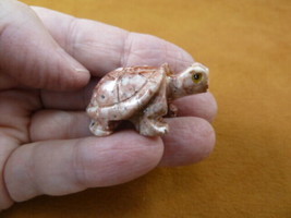 Y-TUR-LA-43 Red Tortoise Land Turtle Carving Soapstone Figurine Baby Turtles - £6.92 GBP