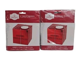 Holiday Time Treat Boxes, 2.75” x 2.75” x 2.75” Red Merry Christmas, 10 Boxes - £5.17 GBP