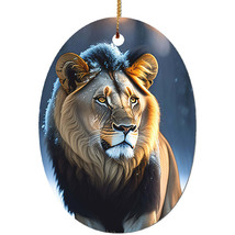 Beautiful Lion In Winter Snow Ornament CeramicDecor Xmas Gift For Lion Lover - £13.47 GBP