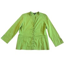 Eileen Fisher Button-Down Shirt Top Blouse Linen Blend Green Size Medium Women&#39;s - $58.05