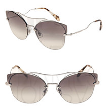 Miu Miu Scenique Butterfly 52S Silver Grey Mirrored Oversized Sunglasses MU52SS - £136.89 GBP