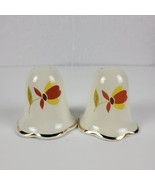 Vtg Hall Jewel Autumn Leaf Salt Pepper Shaker Set Ruffled Bottoms Gold Trim - £18.26 GBP