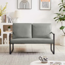 Gray PVC Leather Accent Armchair w/ Thick Cushions - $158.99