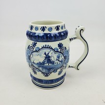 Vintage Hand Painted Mug Mad In Holland 3x5 In White Blue - £5.94 GBP