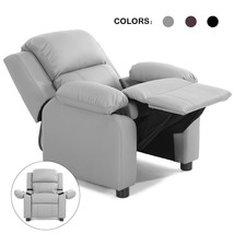 Gray Deluxe Padded Kids Sofa Armchair Recliner Headrest Children W Stora... - $197.99