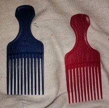 Lot 2 Vntg Goody Hair Picks Crocodile Textured Comb Lift 6.5&quot; Blue Magen... - $422.97 MXN