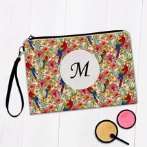 Macaw In Flowers : Gift Makeup Bag Parrot Hibiscus Pattern Birds Exotic Jungle G - £9.58 GBP