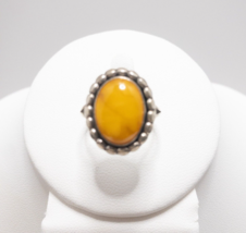 Jay King Ring DTR 925 Silver Yellow Orange Amber(?) Stone Cabochon Bezel Size 7 - £113.90 GBP