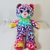 Build A Bear Rainbow Tie Dye Leopard Cat 17&quot; Colorful Spots Heart Nose - £11.01 GBP