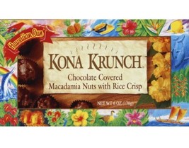Hawaiiian Sun Kona Krunch Chocolate Covered Rice Crisp 6 Oz Box (pack Of 3) - £66.30 GBP
