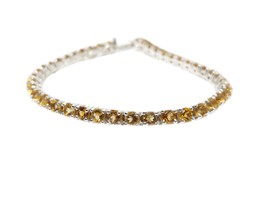 Citrine Dainty Bracelet 3 mm Round Tennis citrine bracelet citrine Mininalist - £69.10 GBP+