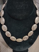 925 Sterling Silver Large Oval Bead Necklace 16 Inch W/ 2&quot; Extension Fre... - £110.60 GBP