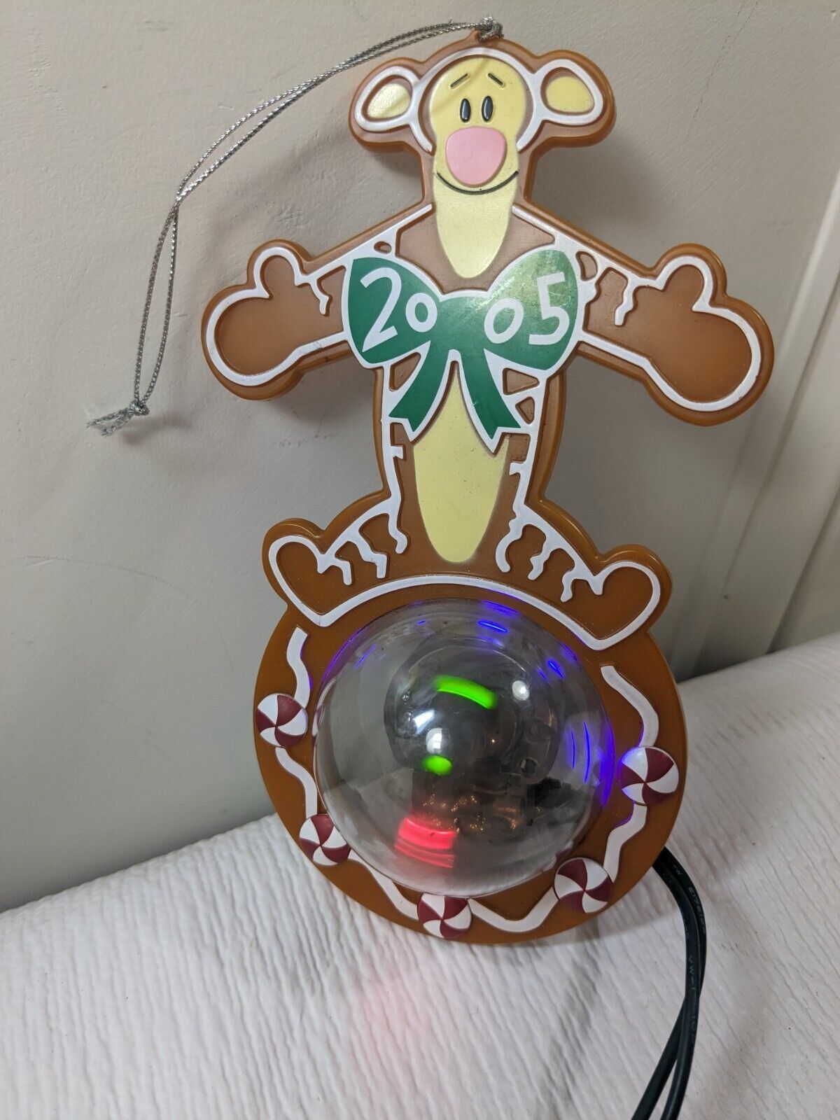 Disney Store Tigger Gingerbread ornament 2005 spinning lights Our Family Tree - $22.00