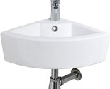 Bokaiya Small Wall Mount Corner Bathroom Sink And Faucet Combo With Over... - £112.97 GBP