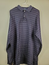 Ralph Lauren Polo Shirt Mens XL Navy Blue White Stripe Long Sleeve Logo Pullover - £9.53 GBP