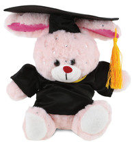 Rose Gold Bunny Graduation Plush With Gown And Cap With Tassel - 8 Inch - £31.16 GBP