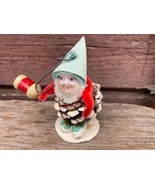 VTG  Pine Cone Putz Chenille ELF Gnome Christmas Ornament Japan  Holding... - £18.64 GBP