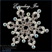 Signed Eisenberg Ice Rhinestone Snowflake Pin (#J1273) - £37.75 GBP