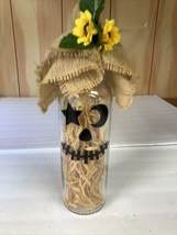Handmade Wine Bottle Jack O Lantern Daisy Halloween Deco - $17.88