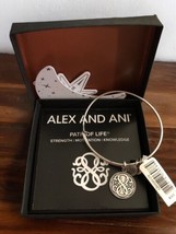 Alex and Ani Bangle Charm Bracelet Silver Tone Path Of Life Charm Plus 3 Charms - $25.07