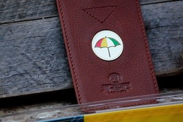 AP Umbrella Logo Leather Bag Tag - Dark Brown - $17.72