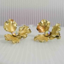 1950&#39;s Orecchini Costume Gioielli Strass Florette Clip Retro Moda - $29.71