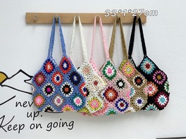 Designer Braided crochet shoulder bag Women New Casual Ethnic Style Woven large  - £35.58 GBP