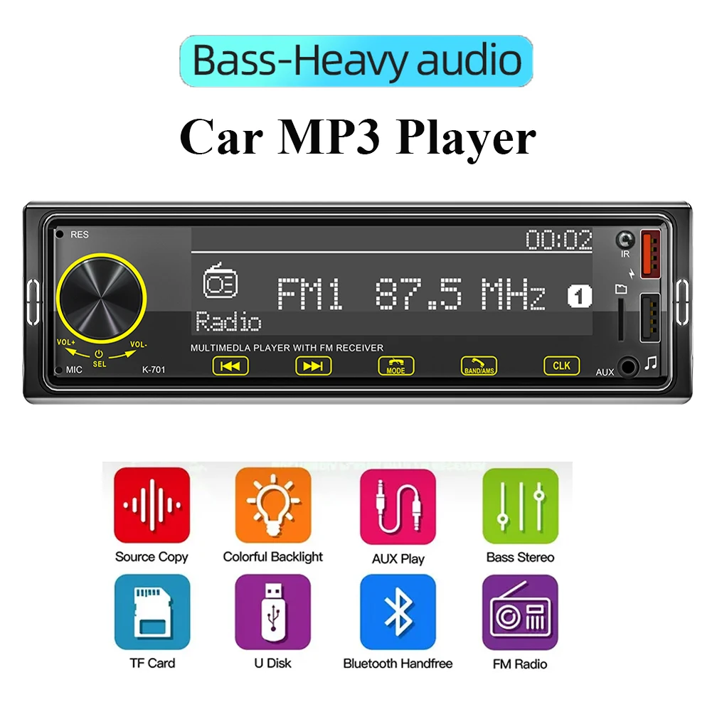 1DIN FM Audio 2.5 Inch Touch Screen Car Radio USB AUX Bluetooth-Compatible - £23.00 GBP+