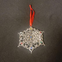 Lenox Sparkle And Scroll Multi-Crystal Snowflake Silver Plate Christmas Ornament - £7.75 GBP