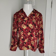 Notations Button Up Collared Shirt ~ Sz M ~ Red &amp; Yellow ~ Long Sleeve - £17.95 GBP