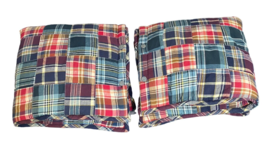 Set 2 Ralph Lauren Standard Shams Lyne University Patchwork Madras PLAID... - £47.33 GBP