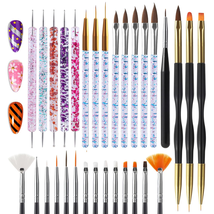 31Pcs Nail Art Brushes, Nail Art Tool Set, Dotting Tools, Dust Brush,Str... - $10.45