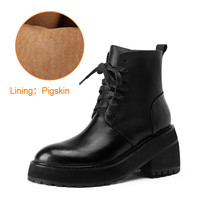 New Platform Thick High Heels Women Ankle Boots  Genuine Cow Leather Fashion Lac - £116.54 GBP