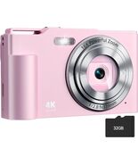Digital Camera, FHD 4K Digital Point and Shoot Camera with 16X Zoom Anti... - $28.45