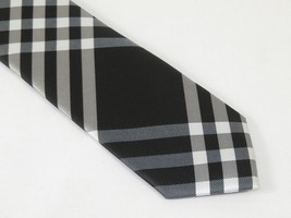 Mens Narrow Tie/Hankie Set Woven Vito Rofolo VTR-108 Black White Plaid image 3