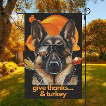 New German Shepherd Dog Thanksgivings Garden Flag 12&quot;X18&quot; Welcome Hanging - $5.93