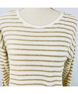 A New Day Long Sleeve M Striped Light Sweater Shirt Beige Brown - £27.52 GBP