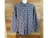 Tommy Hilfiger Dress Shirt L/S Mens Size XL Blue White Geometric TM14 - $9.40