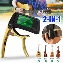 LCD Tuner Clip-On Capo Chromatic Acoustic Electric Guitar Bass Ukulele Violin US - £21.17 GBP