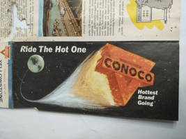 Vintage Advertising Road Map Gas Station Conoco Ad Yellowstone 1968 HM G... - £9.30 GBP
