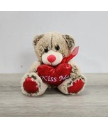 Tom&#39;s Toy 7&quot; Teddy Bear &quot;Kiss Me&quot; Heart Stuffed Plush Animal - £6.93 GBP