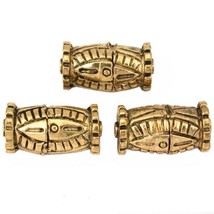 Bali Barrel Antique Gold Plated Beads 21.5mm 19 Grams 3Pcs Approx. - £5.60 GBP