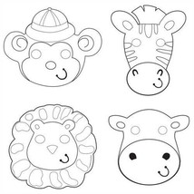Safari Adventure Color Your Own Paper Masks 12 Per Pack Jungle Zoo Birthday - £11.35 GBP